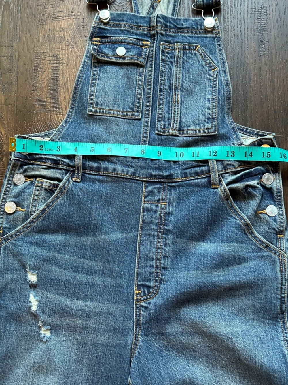 Pilcro Distressed Denim Overalls Straight Leg Carpenter Utility 27 - Picture 9 of 10